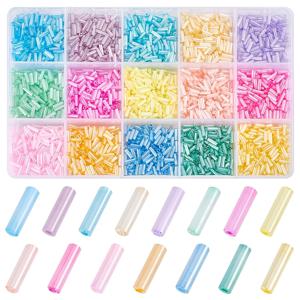 TEMU 1500+개 15가지 크림 색상 유리 버그글 비즈 6mm 긴 튜브 비즈 튜브 씨앗 비즈 허리 비즈 공예 비즈 루즈 스페이서 비즈 귀걸이 팔찌 목걸이 주얼리 제작용