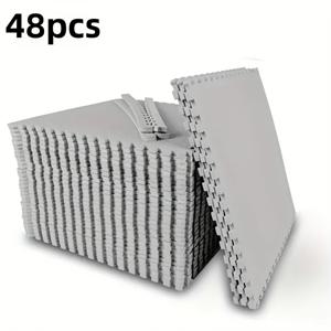 TEMU 피트니스 매트, 48/36개/24개, 업그레이드된 그레인, 길이와 폭 30cm, 인터로킹 EVA 폼 바닥 매트, 블랙 및 그레이 퍼즐 스포츠 매트, 홈 짐 바닥재, 내구성 좋은 피트니스 장비 매트, 11.8X11.8인치