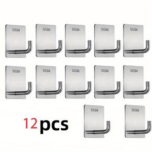 TEMU 5개 스테인리스 스틸 끈끈이 후크, 다기능 주방 욕실 장식 벽걸이 후크, 강력한 끈끈이 후크 세트