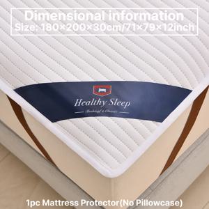 TEMU 1개 매트리스 커버, 저소음하고 포근한 고정 시트, 부드럽고 통기성 좋음, 싱글 또는 더블 침대에 적합, 침실 및 게스트룸에 이상적 (베개 커버 제외)