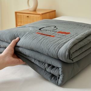 TEMU 일본산 초소프트 여름 시원 이불, 단색 통기성 내구성 에어컨용 이불 - 스티치 디자인, 사계절 편안함, 세탁 가능, 침실 또는 게스트룸에 적합, 베개 미포함 (1개)