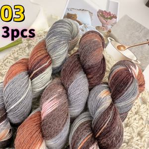 TEMU [3개입] 가벼운 럭셔리 손염색 양모 털실, 메리노 울 90% 나일론 10%, 부드럽고 편안함, 다채롭고 생생함, 스웨터, 코트, 모자, 스카프, 양말, 담요, 숄 등 뜨개질에 적합