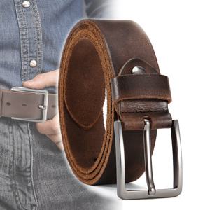 TEMU 남성용 천연 가죽 캐주얼 벨트 - 1.5인치 수제 소가죽 빈티지 합금 버클 벨트 - 청바지와 캐주얼웨어에 완벽한 핏