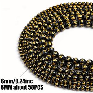 TEMU 천연석 구슬, 6.8/10mm 원형 블랙 각인 레터링 루즈 비즈, 주얼리 제작용 장식 비즈, 팔찌, 목걸이, 귀걸이, 반제품 구슬 스트랜드 도매