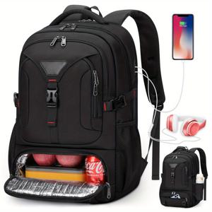 TEMU 누빌리 런치 백팩, 17.3인치 남성용 노트북 백팩, 50L 여행용 백팩 충전 포트 포함, 대용량 작업용 백팩 보온 파우치, 추수감사절 선물, 크리스마스 선물 추천, 학교, 대학, 비즈니스용 노트북 백팩