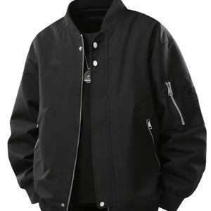 TEMU 오버사이즈 루즈핏 트렌디 워크웨어 자켓, 미국 스타일 다용도 캐주얼 남성용 봄 가을 자켓, 플러스 사이즈