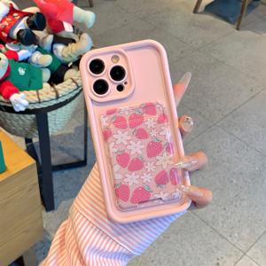 TEMU 스마트폰 케이스: 딸기 꽃무늬 카드 홀더 케이스, 삼성 갤럭시 A54, A52, A13 소프트 무광, A54, S24 풀커버, S20 FE/S21 플러스/S22/S22 울트라/갤럭시 S23/A05/A12/A13/A15/S22/S23 호환