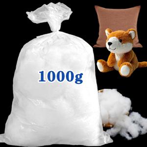 TEMU 1개 1000g 고품질 흰색 폴리에스터 섬유 충전재, 대용량, 부드럽고 푹신하며 고탄성 베개 코어 소재, DIY 인형 및 수제 베개에 적합, 크리스마스 트리 눈꽃 장식