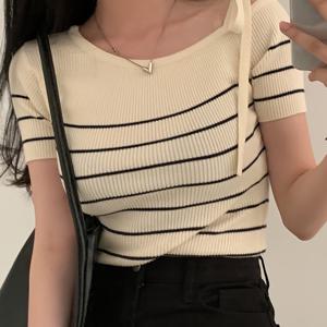 TEMU 여성용 반팔 2025 신상 프렌치 퓨어 디자이어 스타일 오프숄더 스트랩 레트로 니치 디자인 여름 상의