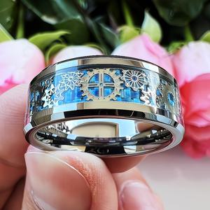 TEMU 1 스팀 에이지 펑크 스타일 반지 - 튼튼한 스테인리스 스틸, 복잡한 기계식 기어 디자인, 패션 유니크 우드 그레인 패턴 - 패션 기념일 선물 주얼리 (남성/여성)