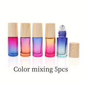 TEMU 5Ml 및 10Ml 용량의 그라데이션 컬러 디자인의 리필 가능 유리 롤온 병 5개 세트입니다. 향수, 알코올, 에센셜 오일 보관에 적합하며 여행 및 편의성을 위한 훌륭한 옵션입니다.