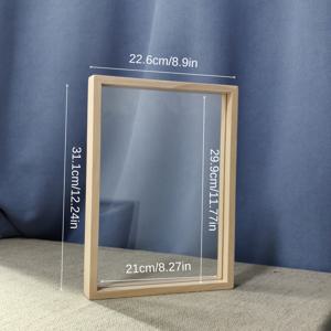 TEMU A4 크기 식물 표본 프레임, 클래식 양면 투명 사진 프레임, DIY 아크릴 엠보싱 표본 프레임, 투명 파티 디스플레이 스탠드, 풍경 포스터 디스플레이 프레임, 양면 투명 목재 디스플레이 스탠드