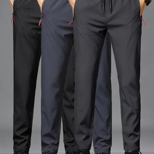 TEMU 3개 세트 남성용 가볍고 통기성 좋은 지퍼 포켓 운동 바지 - 체육관, 야외 활동, 캐주얼 여름복에 적합한 가벼운 트레이닝 트랙수트 - 남성을 위한 이상적인 선물 (세탁기 사용 가능)