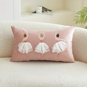 TEMU 벨벳 베개 커버 1개, 튤 스커트를 입은 장식 장식용 쿠션 커버, 단면 자수, 소파, 거실, 침실 집 꾸미기용, 베개 심 미포함