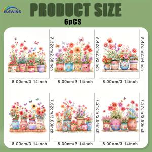 TEMU 티셔츠, 마스크, 청바지, 백팩에 열전사 가능한 워셔블 DTF 전사 스티커용 6가지 귀여운 꽃 디자인 스티커