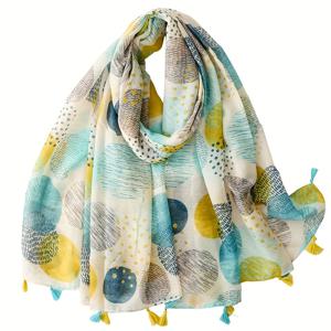 TEMU 1개, 여성 스카프, 발리 스타일 얇은 숄, 소프트 비치 스카프, 컬러풀 프린트 패턴, 패션 액세서리, 무슬림 헤드스카프
