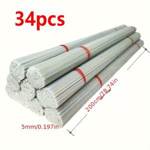 TEMU 34개 5mm 섬유유리 정원 지원 막대 - 200cm/78인치 유연한 농업 막대, 온실/오이/포도 나무 트레일리스, 튼튼한 플라스틱 구조, 빨간 막대 및 실로 안전한 안정성을 제공, 정원 트레일리스 시스템, 튼튼한 구조