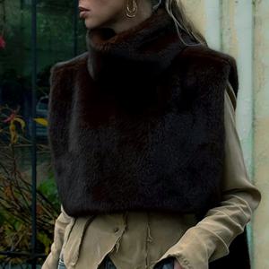 TEMU 우아하고 스타일리시한 인조 하이넥 숏 조끼