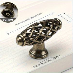 TEMU 유럽식 청동 가구 아연 합금 새장 중공 싱글 홀 작은 손잡이 서랍장 옷장 문 손잡이