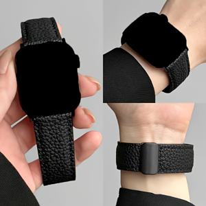 TEMU 1개 리치 패턴 특허 애플워치 스트랩, 자석 접이식 버클, 방수, 철제 클라스프 - 애플워치 SE/S123456789 호환, 베이지 & 다크 브라운 악센트, 질감 직조 디자인으로 그립감과 스타일 강화, 애플워치 액세서리, 스마트워치 액세서리,손목 밴드 교체,내구성 있는 직조 소재,기술 애호가,패션에 민감한 착용자들