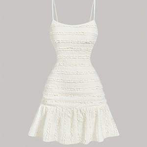 TEMU 여성용 레이스 트림 서스펜더 드레스