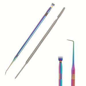 TEMU 스테인리스 스틸 재질의 속눈썹 분리기 및 컬러링 도구가 포함된 2개 속눈썹 리프팅 펌 도구 세트. 속눈썹 및 눈썹 펌, 컬러링, 컬링 및 연장용으로 설계되었습니다.