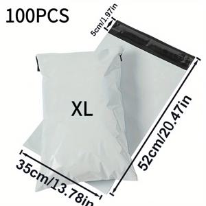 TEMU 100개 PE 화이트 택배 봉투, 자체 접착 플라스틱 포장백. 대형 패키지용, 의류 포장 및 배송용 커버, 상업용 택배 봉투