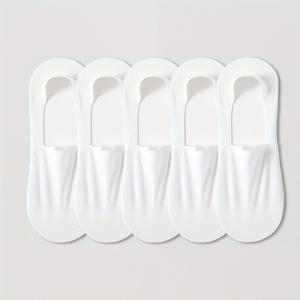 TEMU 여성용 화이트 노쇼 양말 5켤레, 여름용 얇은 로우컷 보이지 않는 논슬립 메쉬 통기성 아이스 섬유 원단 커플 양말, 데일리 캐주얼웨어에 적합, 가족 및 친구와 공유하기 좋은 최고의 선물