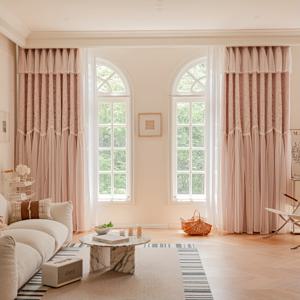 TEMU 1개 이중 레이어 진주 웨이브 레이스 암막 커튼 | 90% 이상 빛 차단 | 스타일리시한 창문 장식