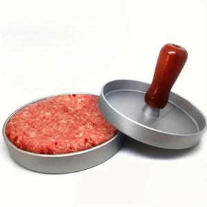 TEMU 1 세트 스테인리스 스틸 햄버거 및 패티 메이커 몰드 (나무 손잡이 포함)