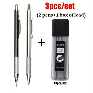 TEMU 3개/세트 블랙 스테인리스 스틸 자동연필 세트, 깨지지 않는 2B 심 포함, 그림 도구, 선생님 선물, 신학기 사무용 문구류에 적합