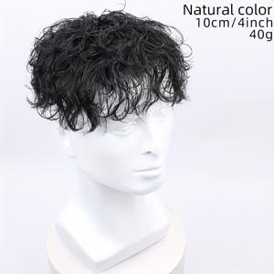 TEMU 남성용 숏 가발, 리얼 헤어, 레슬리 펌, 탑 헤어용 인비저블 헤어피스, 스타일리시하고 매끄러운 컬, 남성용