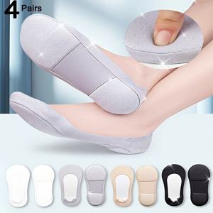 TEMU 3쌍/4쌍 팩 여성용 부드러운 충격 흡수 압력 완화 편안한 캐주얼 멀티컬러 편안한 로우컷 보트 양말 어떤 컷도 어떤 신발 스타일에도 어울리는 매치 가능 여성용 로우탑 미끄럼 방지 아치 양말