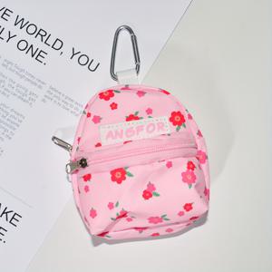 TEMU 미니 플라워 스쿨 백 펜던트, 소녀용 귀여운 이어폰 립스틱 화장품 지퍼 키 보관 파우치 카드 가방 선물 세트