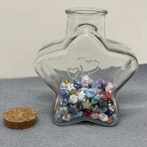 TEMU 1개 대형 별 모양 병 - 1000ml/33.8oz 와이드 베이스 투명 캔디 용기, 오픈탑 디자인 파티 선물용, 결혼식, 생일 장식 - 내구성 있는 플라스틱 컨테이너 (캔디, 초콜릿, 선물용) - 홈파티, 이벤트, 파티 소품, 캔디 파티 , 화려한 별 무늬 뚜껑