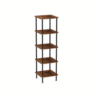 TEMU 69인치 정사각형 견고한 하중 지지형 철제 아트 원형관 다층 거실 침실 서재 주방 수납 선반 선반 코너 3단 또는 4단 수납 선반, 거실 발코니 정원용, 커피 브라운 (3단 4단 정사각형), 스탠딩 선반