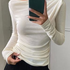 TEMU 우아한 여성용 특수한 어반 캐주얼 핏 롱 슬리브 오프숄더 탑