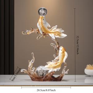 TEMU 수정구슬 물고기 장식 조각상, 거실, 사무실, 가정용 우아한 탁상 장식품, 선반 및 TV 장식장에 이상적, 친구/부모님/동료에게 사업 개업, 크리스마스, 추수감사절을 위한 완벽한 선물