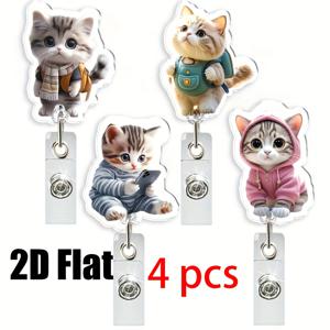 TEMU [2D 플랫] 4개 세트 창의적인 배지 릴 리트랙터블, 가벼운 네임 배지 클립 벨트 클립 포함, 간호사, 직원, 의사, RN, CNA에 이상적인 장난스러운 배지 디자인 | 내구성 있는 배지 홀더, 2D 플랫