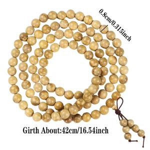TEMU 천연 침향나무 수리ผ้า진수리 110개, 재미있는 멀티 레이어 팔찌 - 진짜 나무로 만든 천연 밀키 아로마 나무 구슬 - 남녀공용 주얼리