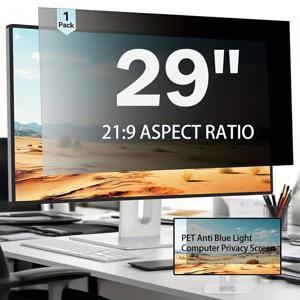 TEMU 29인치 프라이버시 스크린 필터 (21:9 화면비 모니터용) - 눈부심 방지 블루라이트 보호, 분리형 프라이버시 보호막 (컴퓨터 모니터용), 스크래치 방지 스크린 보호 필름