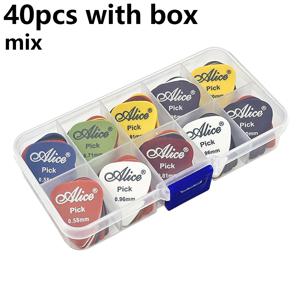 TEMU 40개입 다중 두께 앨리스 기타 픽 + 투명 케이스 - 0.58mm~1.50mm 두께 범위 (다양한 색상, 전기/어쿠스틱 기타, 우쿨렐레, 베이스용 - 내구성 ABS 플렉트럼 박스 포함)