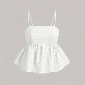 TEMU 여성용 여름 휴가 캐주얼 우아한 자카드 솔리드 텍스처 허리끈 캐미솔