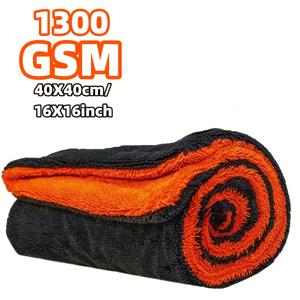 TEMU XL사이즈 자동차 건조 타월, 매우 부드러운 극세사 타월, 1300GSM, 양면 고흡수성 트위스티드 루프 무테 자동차 청소용 천, 흠집/긁힘/물자국 없음, 오렌지/그레이