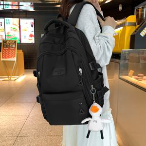 TEMU 대용량 헤비듀티 나일론 학교 백팩, 조절식 어깨 스트랩 및 지퍼 잠금, 대학, 여행, 일상용으로 적합한 책가방, 남녀공용