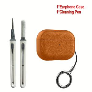 TEMU 에어팟 프로 3세대 2025/프로2/4/3/프로용 PU 이어폰 케이스 청소펜 포함