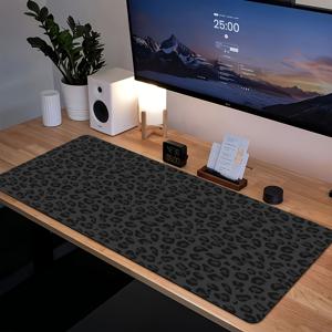 TEMU 미끄럼 방지 고무 베이스와 부드러운 표면이 있는 대형 프린트 게이밍 마우스 패드 - 블랙 앤 골든 애니멀 프린트 데스크 매트 (키보드 및 마우스용), 게이머, 홈 오피스, 노트북용 내구성 좋은 폴리에스터 컴퓨터 액세서리 - 스타일리시 선물