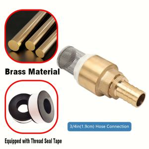 TEMU 비역류 밸브 흡입 스트레이너 풋 밸브 - 3/4인치 & 1인치 호스 연결, 풀, 분수, 정원 호스용 메쉬 스크린 필터 - 역류 방지, 물 흐름 보장, 정원 관개, 퀵커넥트 디자인, 내구성 있는 스트레이너 메쉬