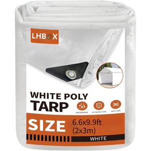TEMU 화이트 방수 폴리 타프 5.5밀 중강도 다목적 커버, 방수, 눈방지, 자외선 차단, 찢김 및 찢김 방지, 폴리 타포린