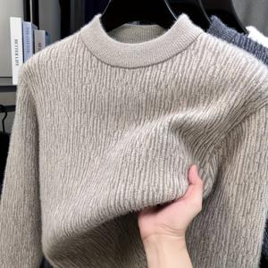 TEMU 겨울 남성용 스웨터, 부드럽고 피부 친화적인 니트 베이스 레이어 탑, 라운드넥, 풀오버 스타일